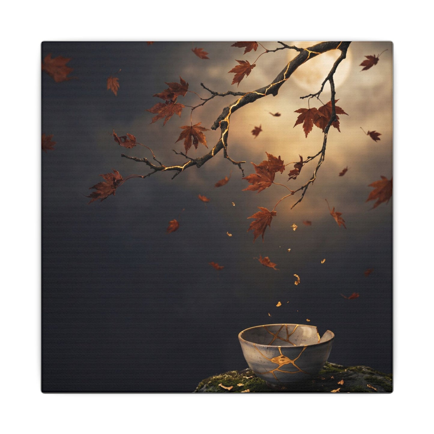 Moonlit Garden Gold Repair Canvas Art | Beautiful Kintsugi Art