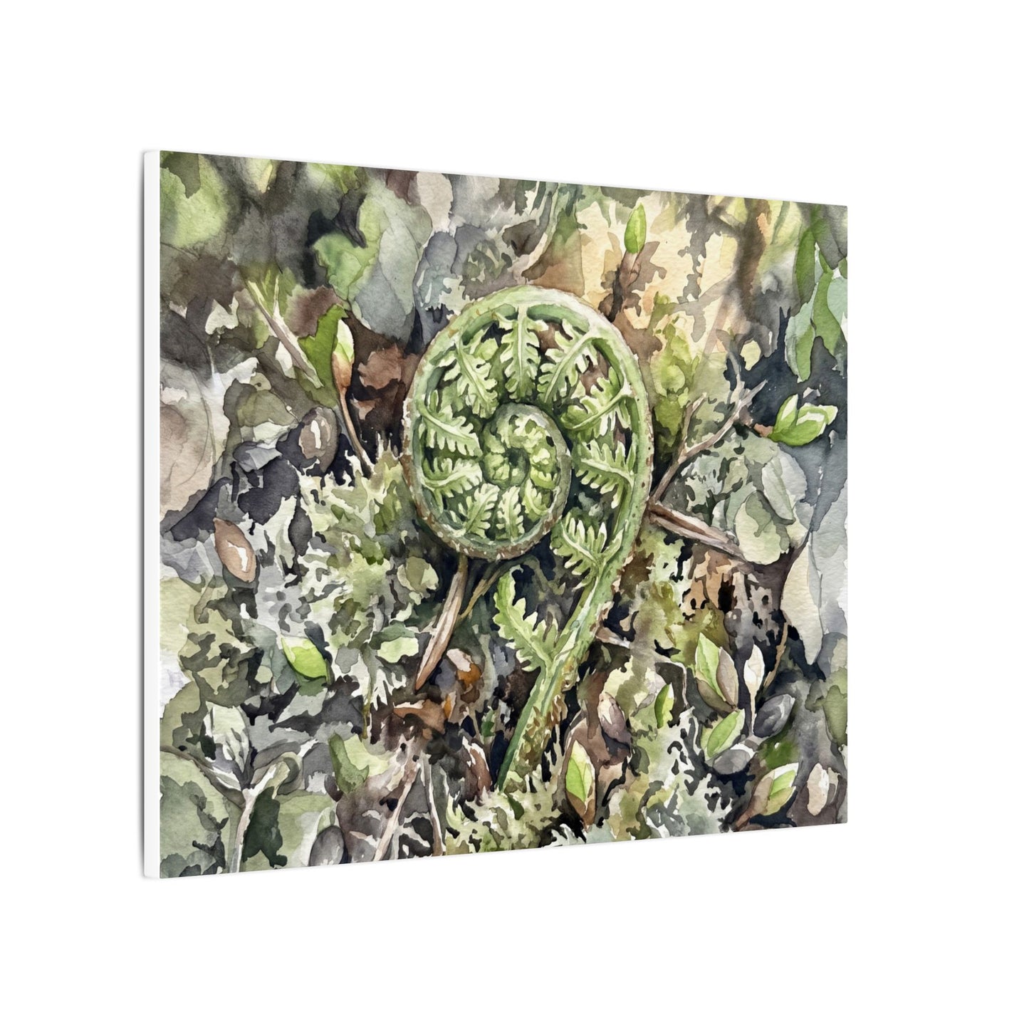 Fern Unfurling Spring Canvas Art | Japandi Neutral Design