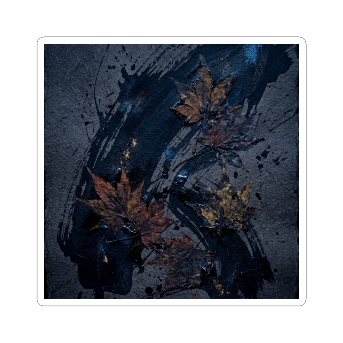 Sophisticated Ink Brushstroke Sticker - Dark Texture Dark Japandi Art Print