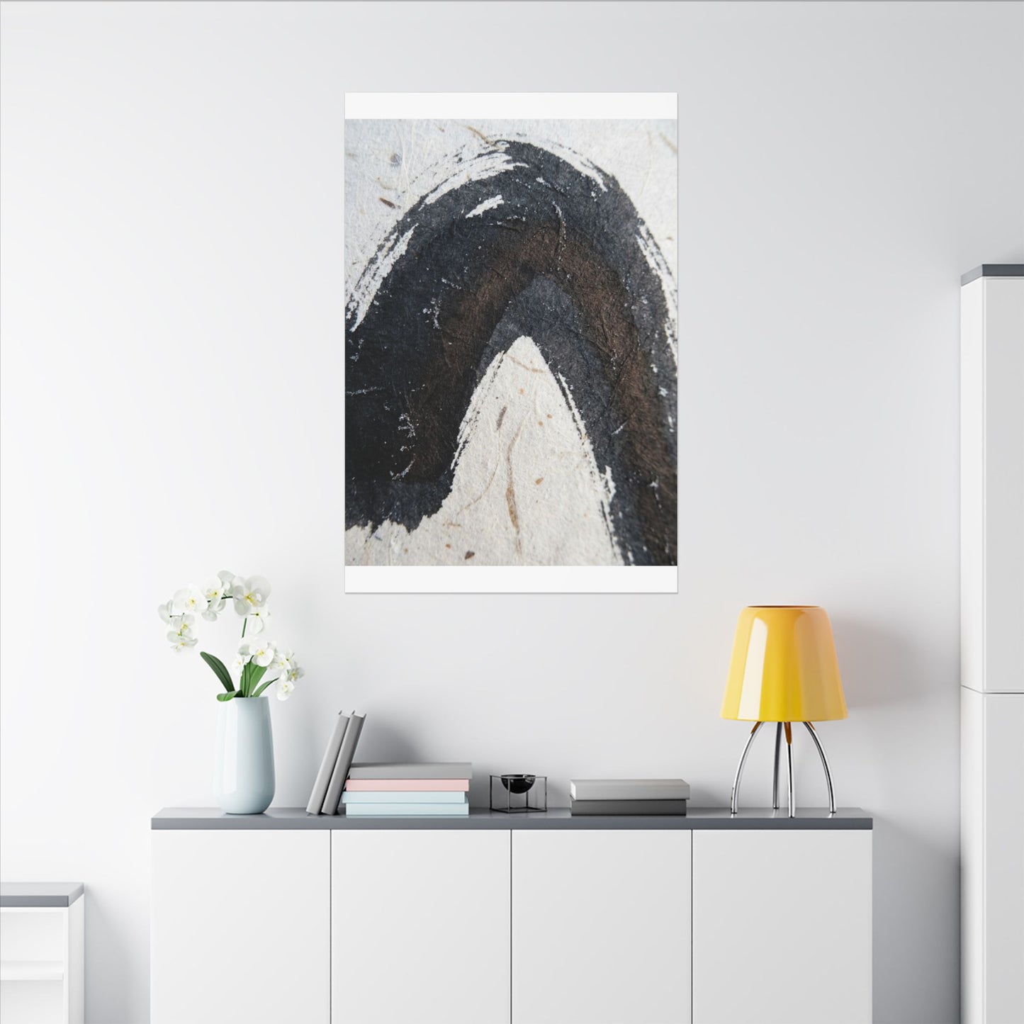 Moody Ink Brushstroke Canvas Art - Moody Minimal Dark Japandi