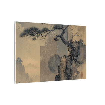 Japandi Pine Tree in Moonlight | Japanese Pattern Canvas Art