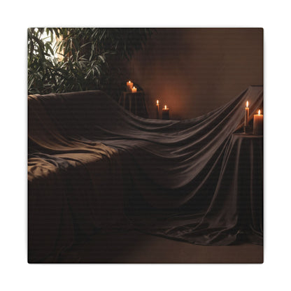 Candlelight Silk Drape Canvas Art - Dark Japandi Ma