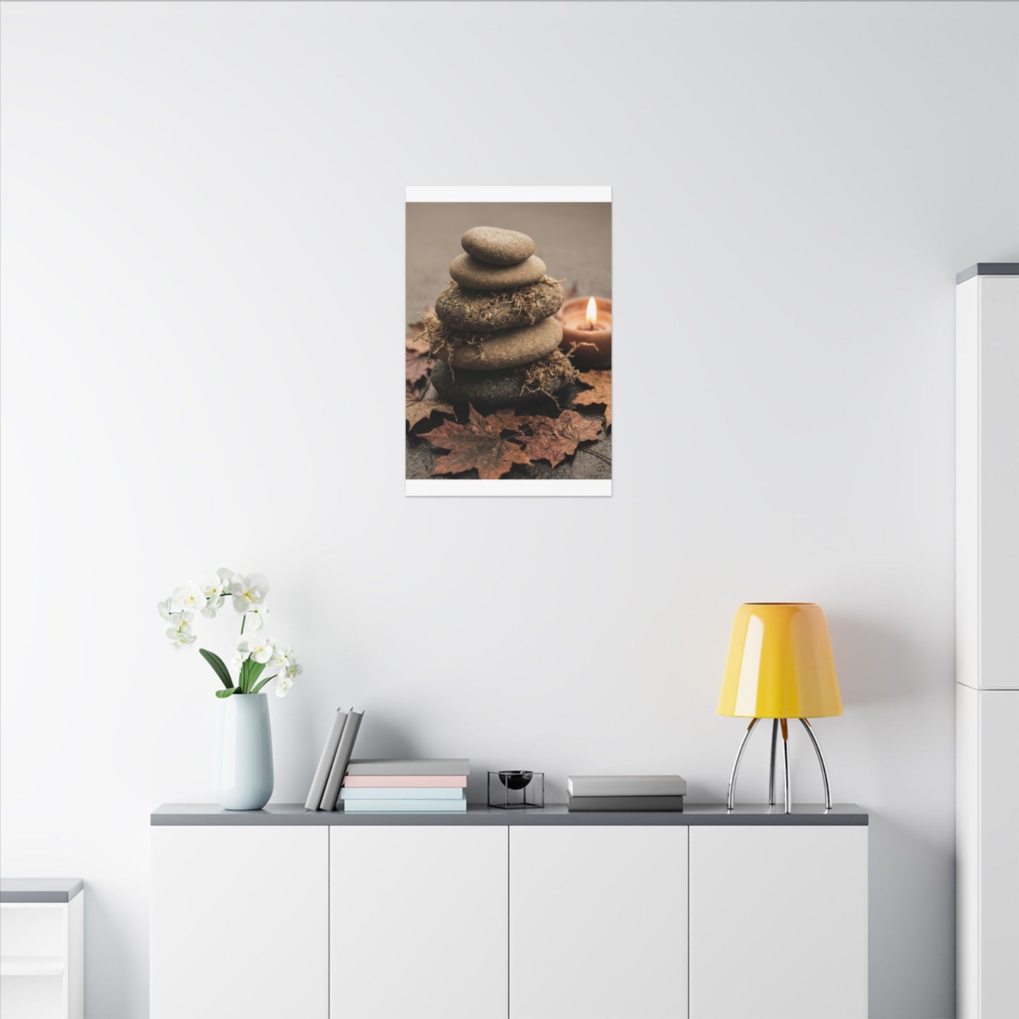 River Stones Canvas Art | Autumn Japandi Texture Art