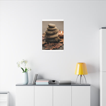 River Stones Canvas Art | Autumn Japandi Texture Art