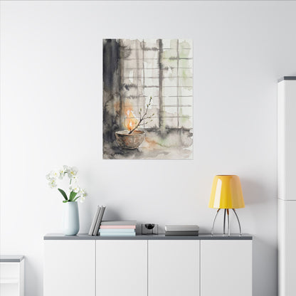 Shoji Screen Canvas Art | Spring Japandi Watercolor Art
