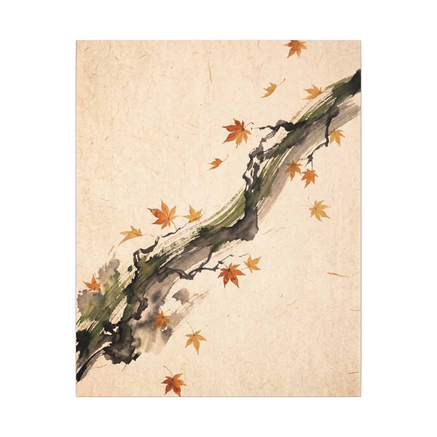 Ink Brushstroke Autumn Canvas Art | Zen Calm Design