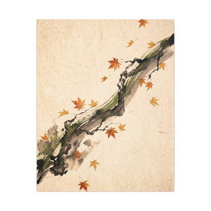 Ink Brushstroke Autumn Canvas Art | Zen Calm Design