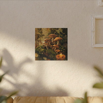 Spring Wild Mushrooms Herbarium Canvas Art | Earthy Decor