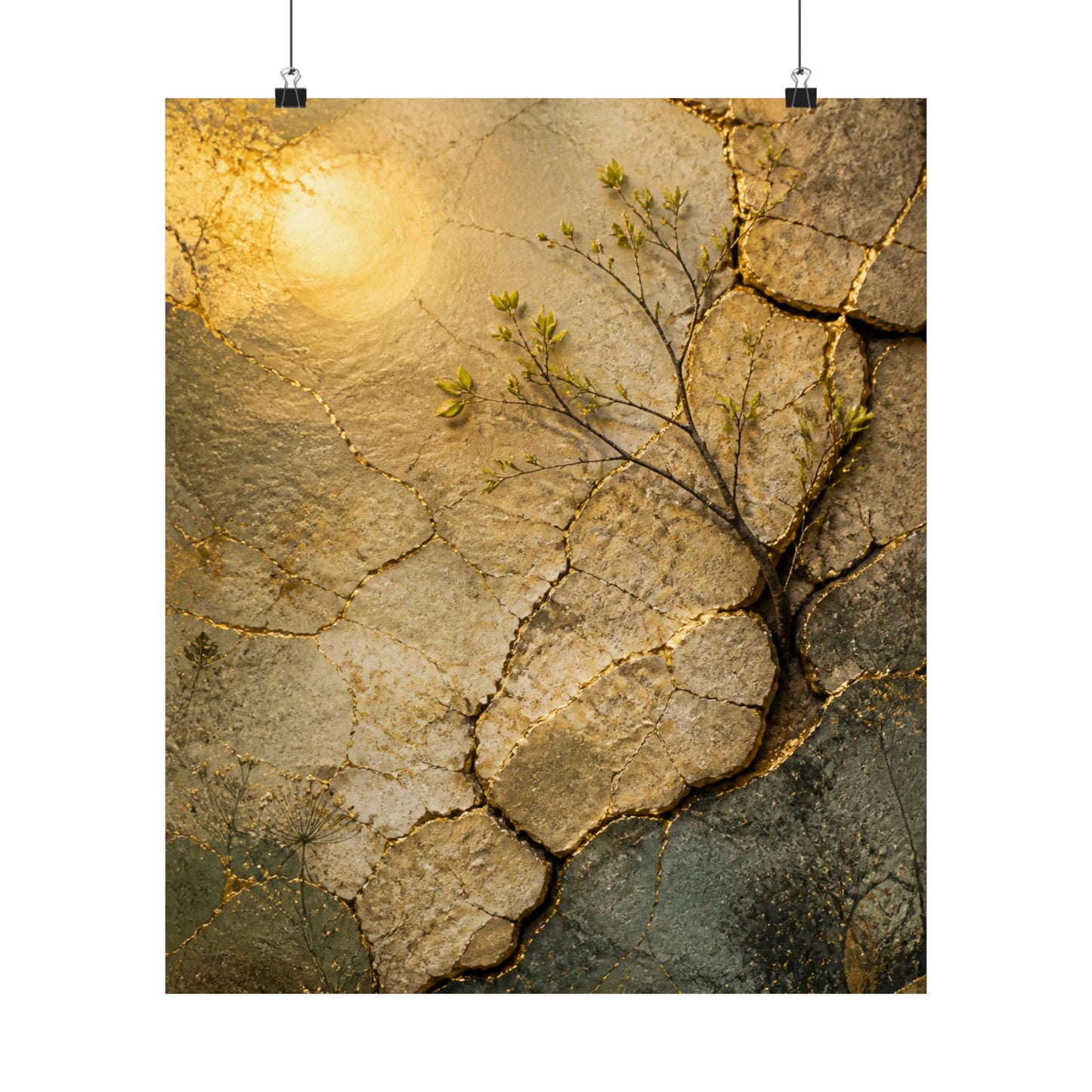 Cracked Earth Texture Wall Art Print | Earthy Japandi Art