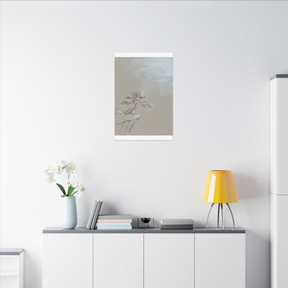 Pine Tree Minimal Line Canvas Art | Warm Japandi Art