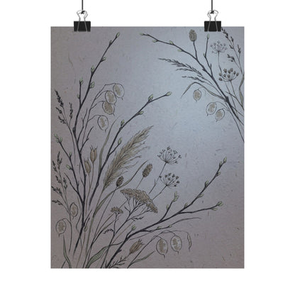 Dried Flowers Wall Art Print | Spring Japandi Japanese Pattern Art Art Print