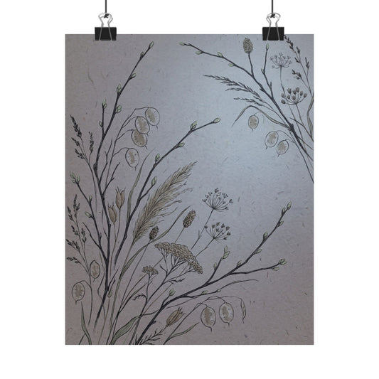 Dried Flowers Wall Art Print | Spring Japandi Japanese Pattern Art Art Print
