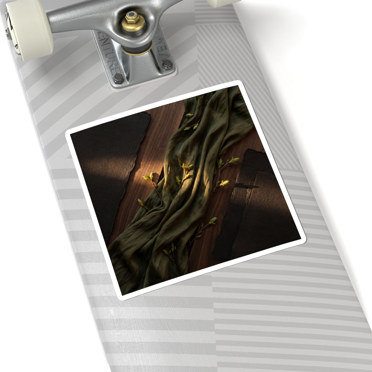 Silk Drape Dark Texture Sticker | Sophisticated Dark Japandi Art Art Print