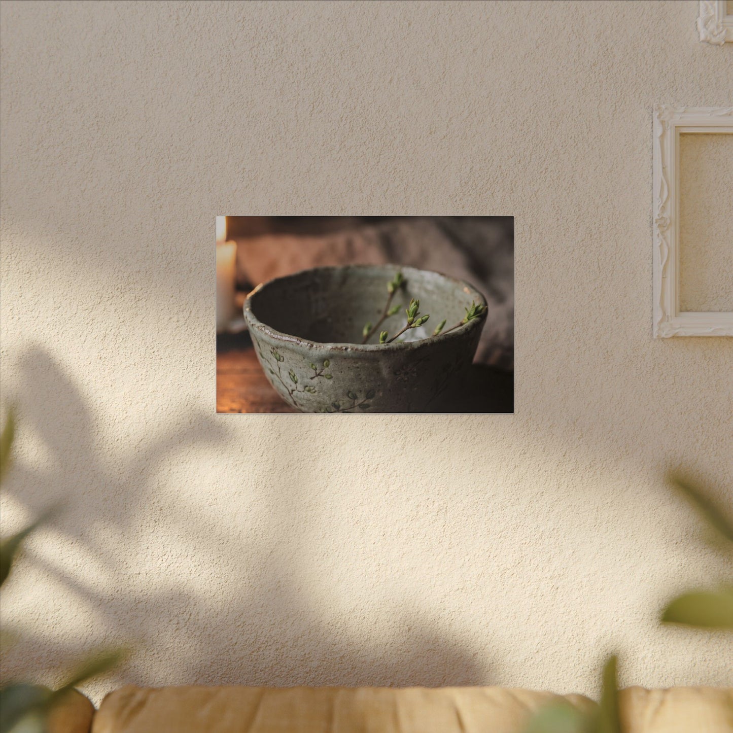 Ceramic Bowl Spring Canvas Art | Japandi Neutral Design