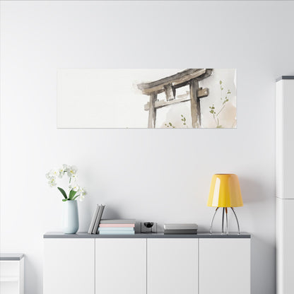 Fukinsei Torii Gate Canvas Art - Japandi Watercolor