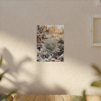 Japandi Ceramic Bowl in Golden Hour | Japanese Pattern Canvas Art