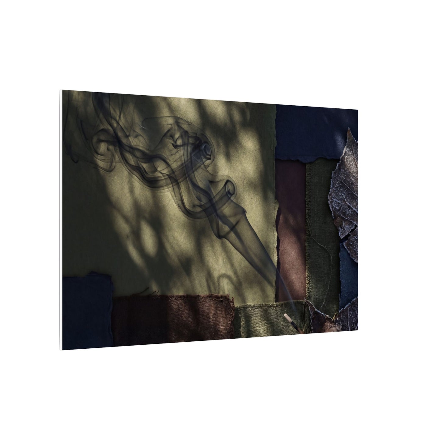Ma Incense Smoke Canvas Art - Dark Japandi Dark Texture