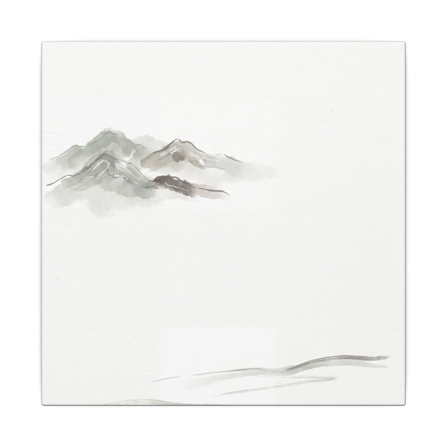 Winter Mountain Mist Minimal Line Canvas Art | Elegant Decor