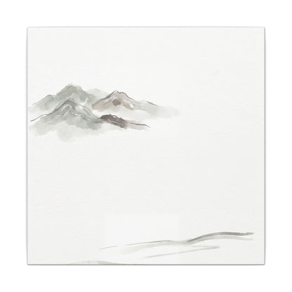 Winter Mountain Mist Minimal Line Canvas Art | Elegant Decor