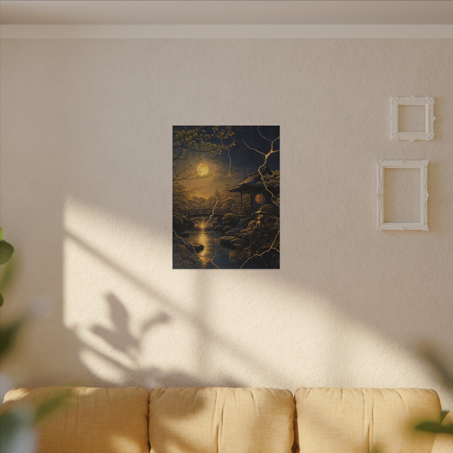 Spring Moonlit Garden Gold Vein Canvas Art | Resilient Decor