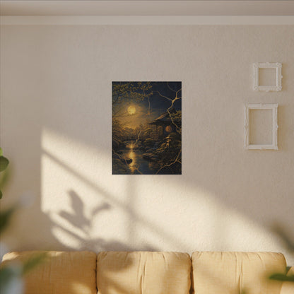 Spring Moonlit Garden Gold Vein Canvas Art | Resilient Decor