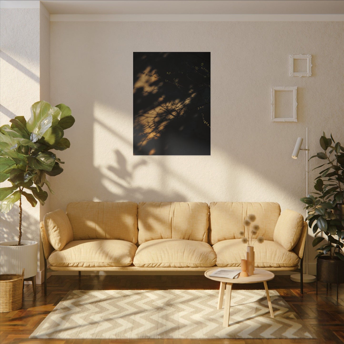 Moody Shadow Play Canvas Art - Moody Minimal Dark Japandi