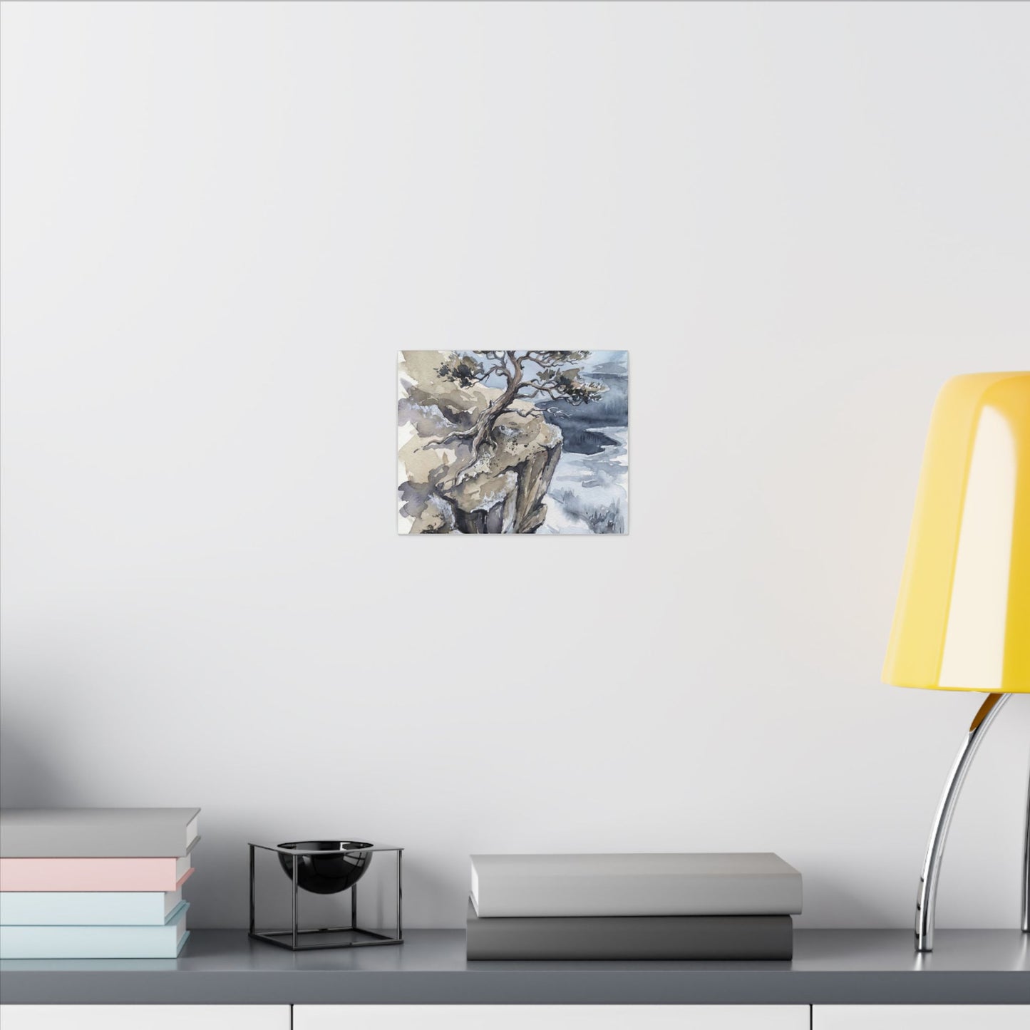 Pine Tree Canvas Art | Winter Japandi Watercolor Art