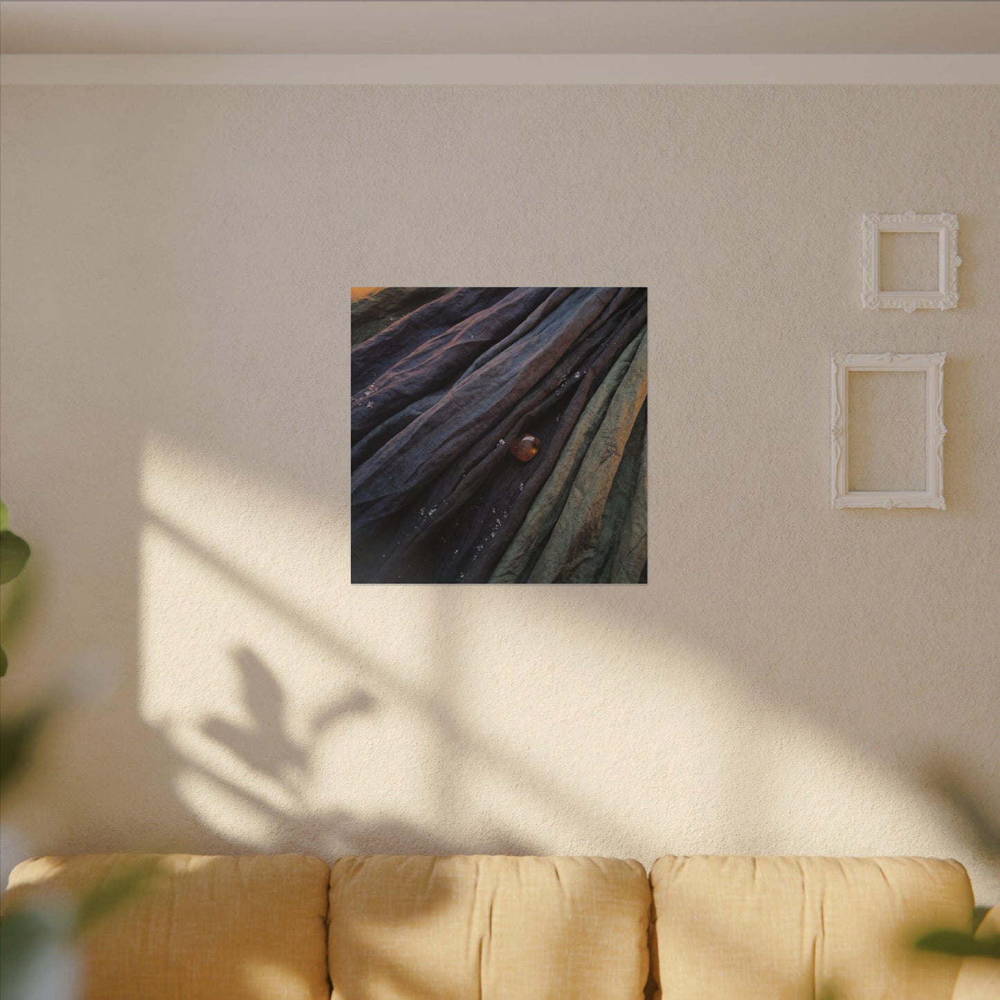 Silk Drape Shadow Zen Canvas Art | Moody Dark Japandi Art