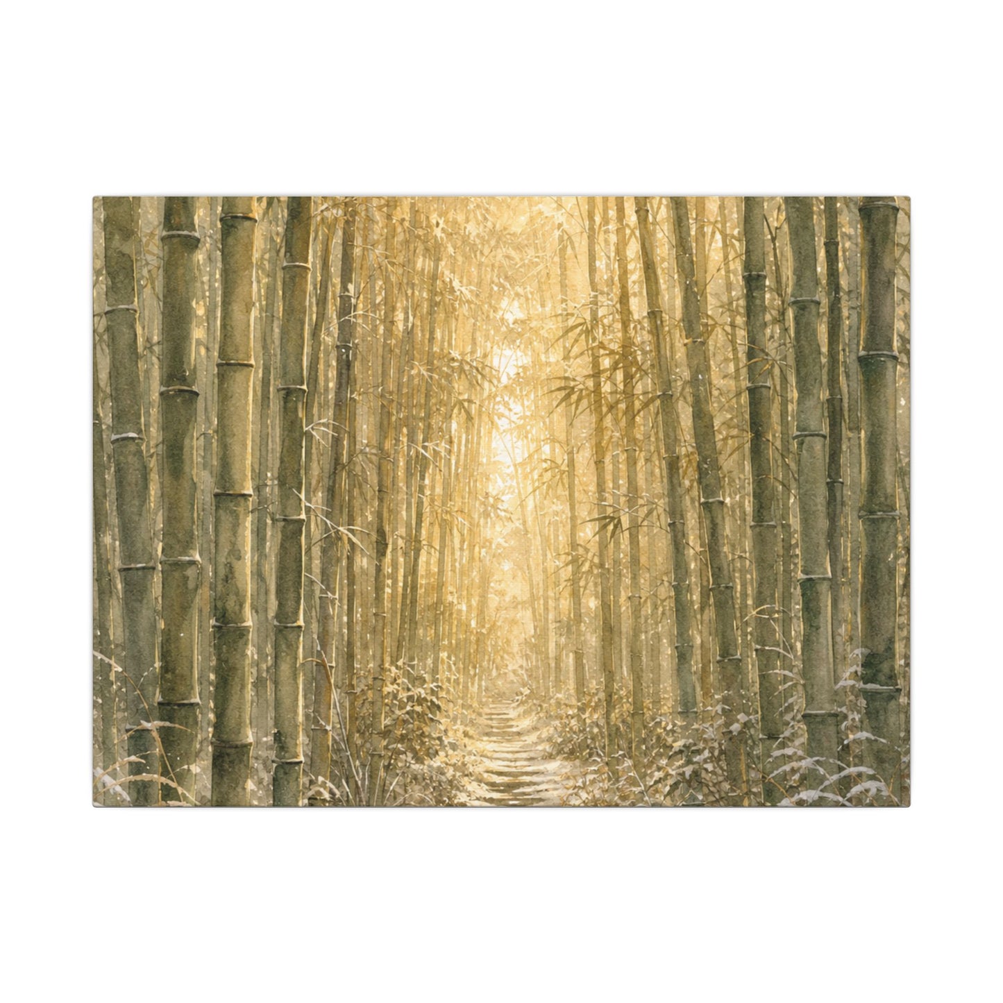 Bamboo Grove Winter Canvas Art | Japandi Elegant Design