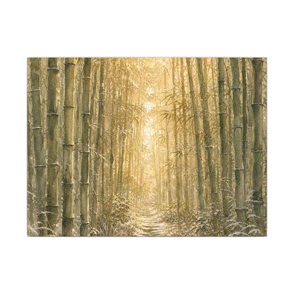 Bamboo Grove Winter Canvas Art | Japandi Elegant Design