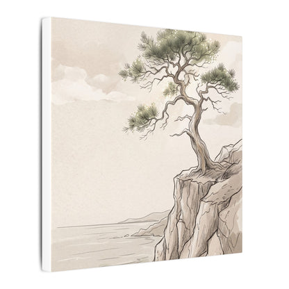 Japandi Pine Tree in Dappled | Minimal Line Canvas Art