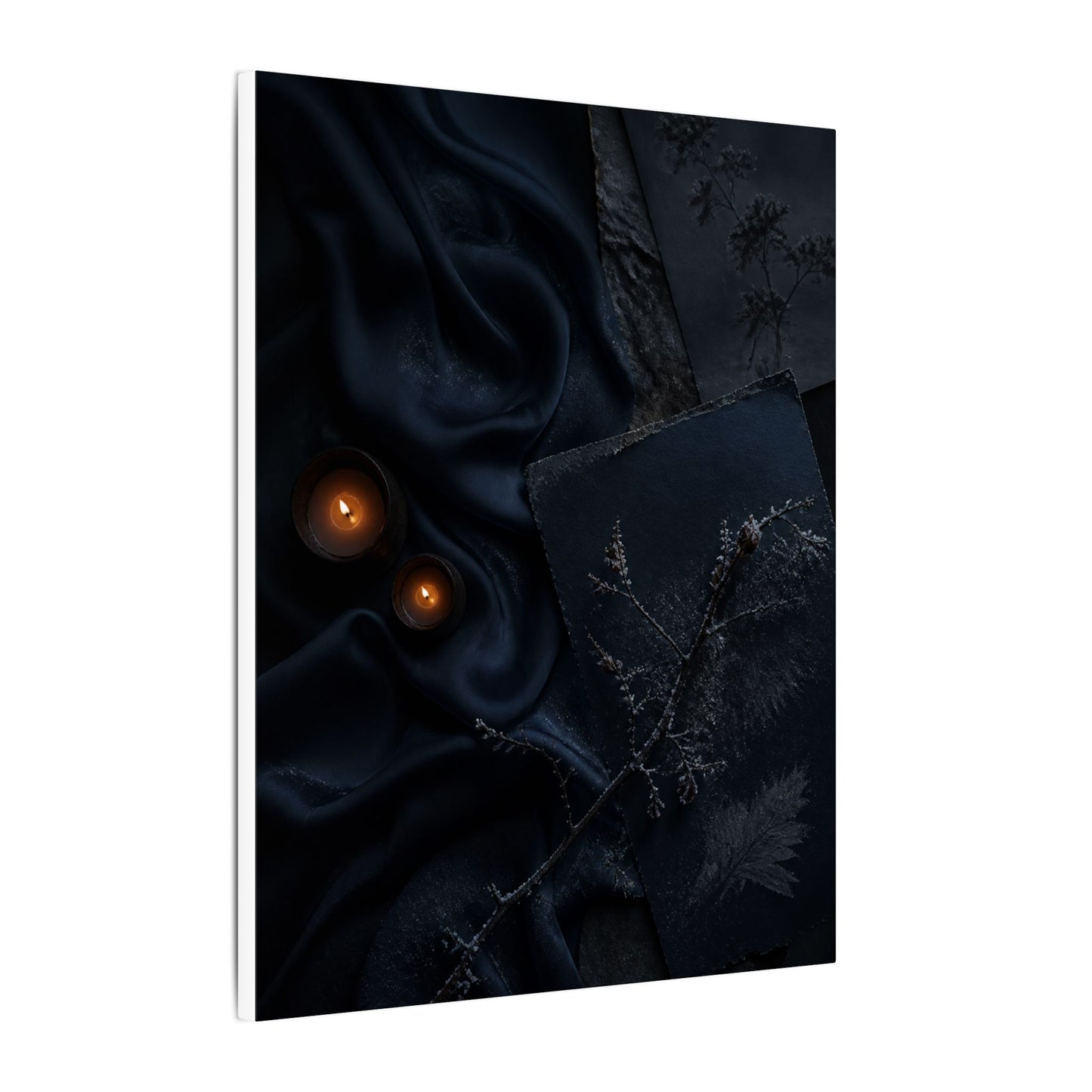 Candlelight Silk Drape Canvas Art - Dark Japandi Kanso