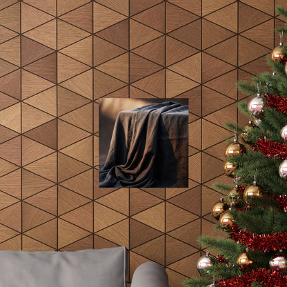 Dark Japandi Silk Drape in Golden Hour | Shadow Zen Wall Art Print