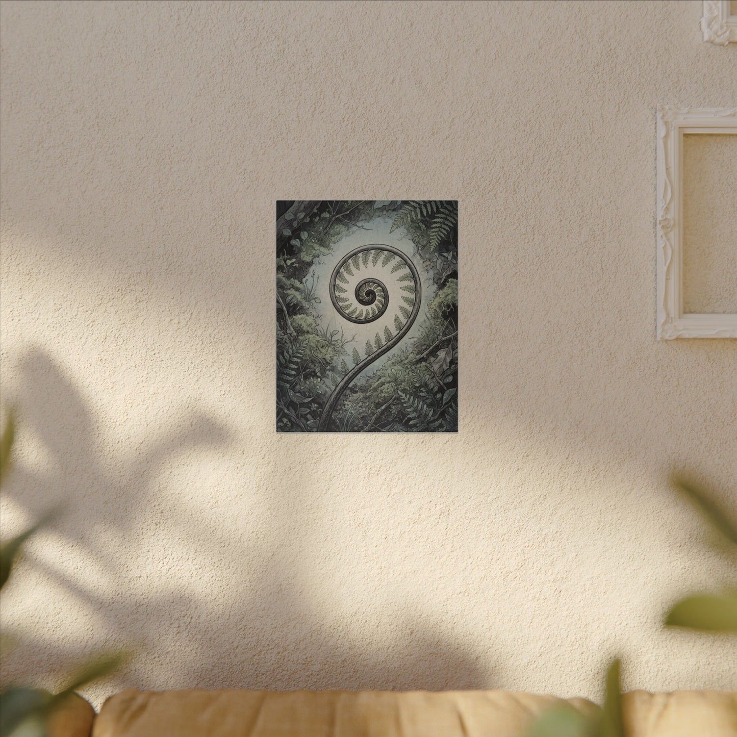 Zen Fern Unfurling in Dawn | Ukiyo E Inspired Canvas Art