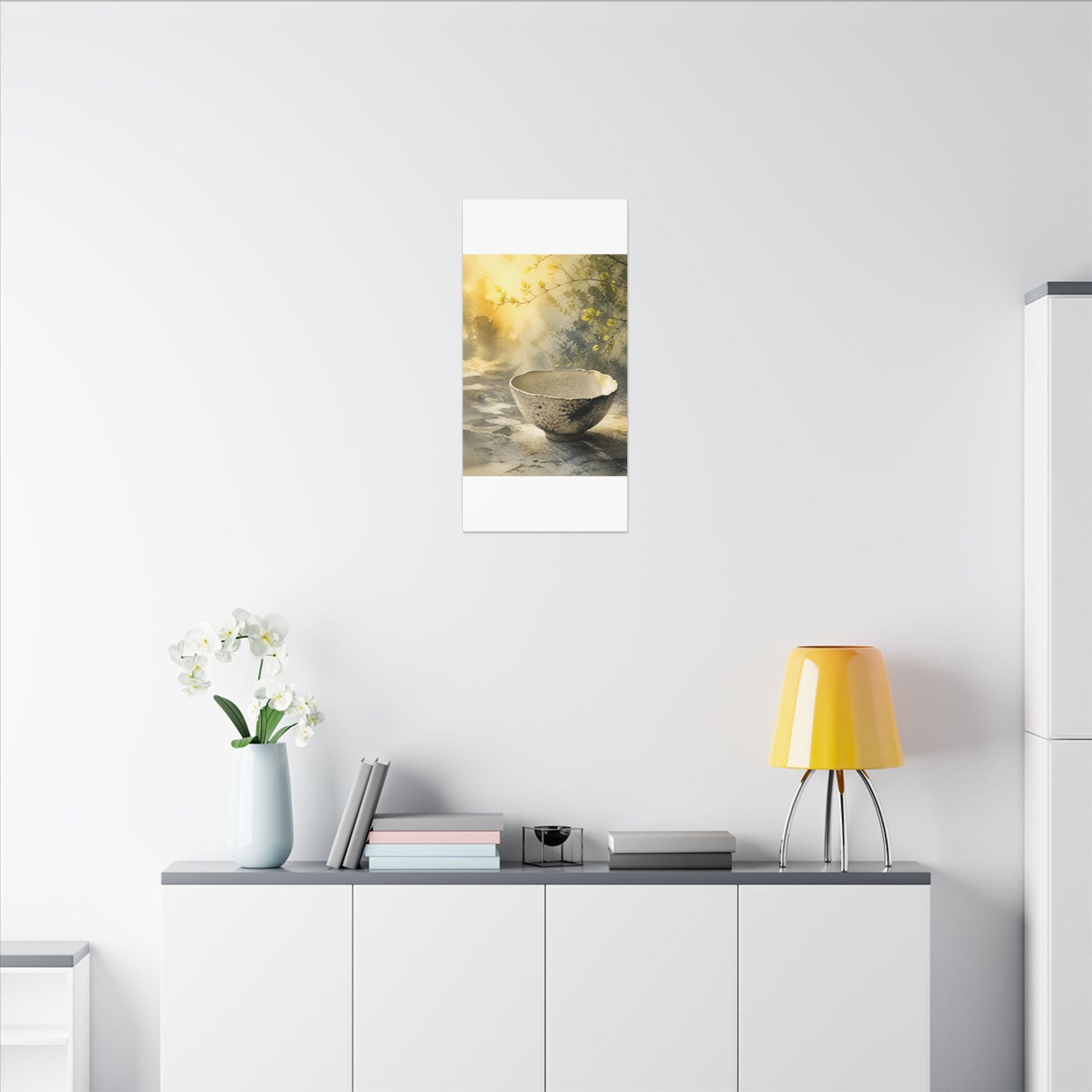 Cozy Ceramic Bowl Canvas Art - Watercolor Japandi