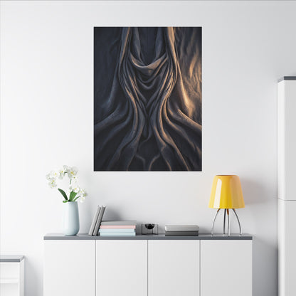 Moody Silk Drape Canvas Art - Shadow Zen Dark Japandi
