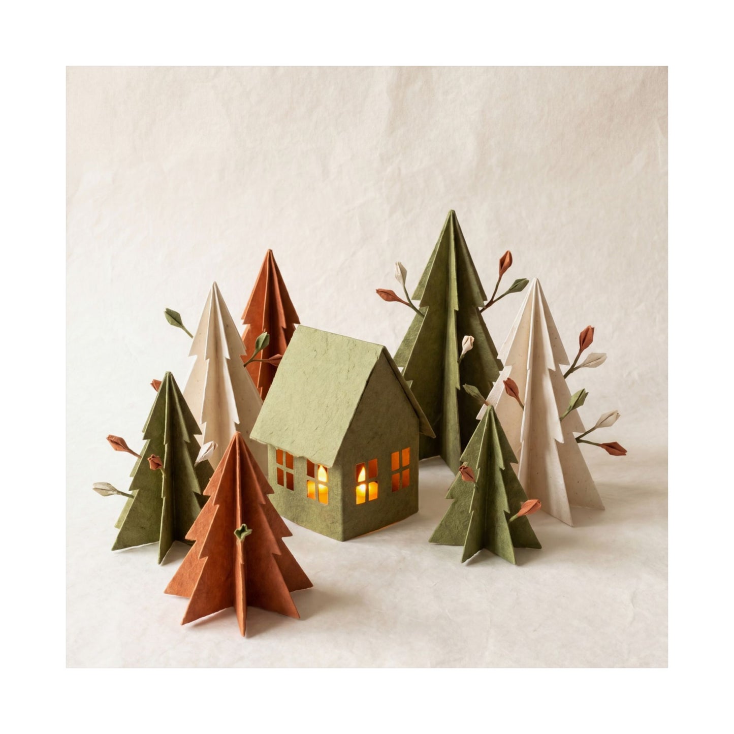 Spring Paper Fold Forest Whimsy Wall Art Print | Nostalgic Decor