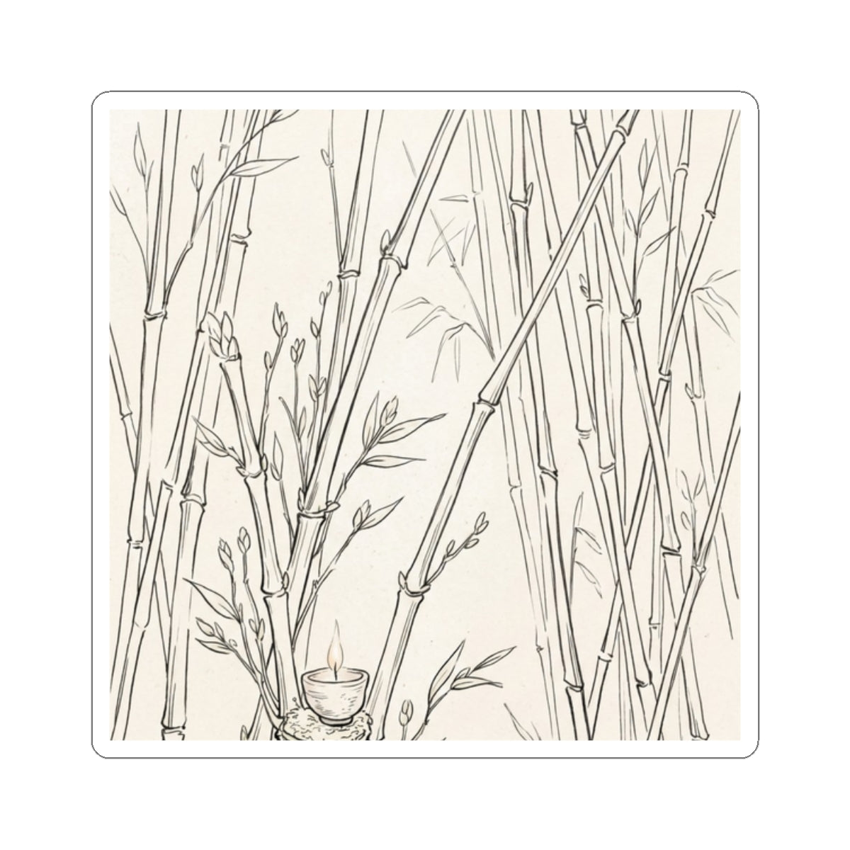 Japandi Bamboo Grove in Candlelight | Minimal Line Sticker