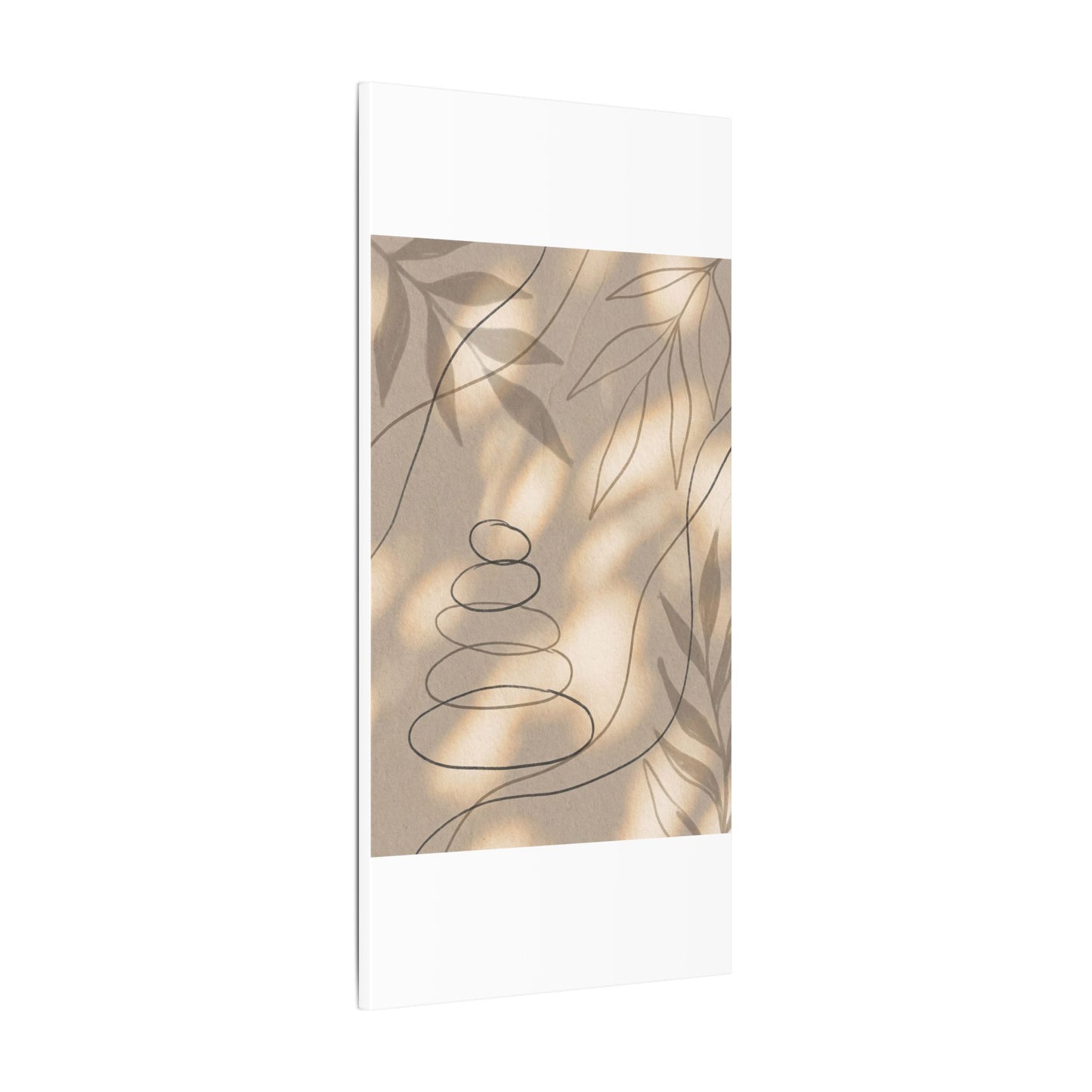River Stones Minimal Line Canvas Art | Earthy Japandi Art