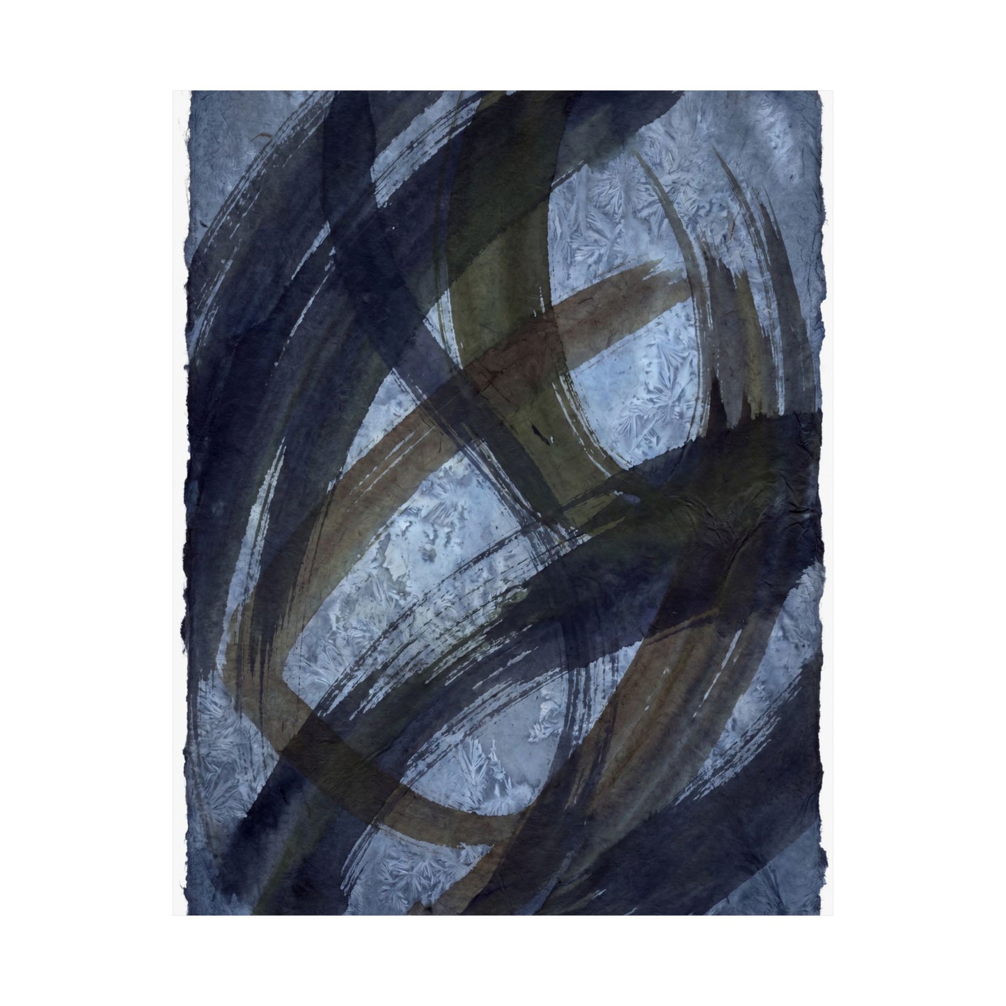 Ink Brushstroke Winter Wall Art Print | Dark Japandi Bold Design