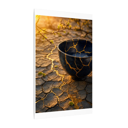 Golden Hour Cracked Earth Canvas Art - Kintsugi Fukinsei