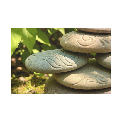 River Stones Summer Canvas Art | Japandi Earthy Design
