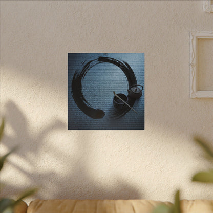 Winter Tea Ceremony Enso Canvas Art | Peaceful Decor