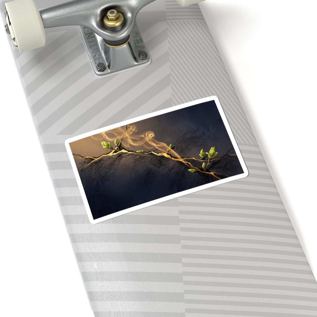 Kintsugi Incense Smoke in Golden Hour | Gold Vein Sticker Art Print