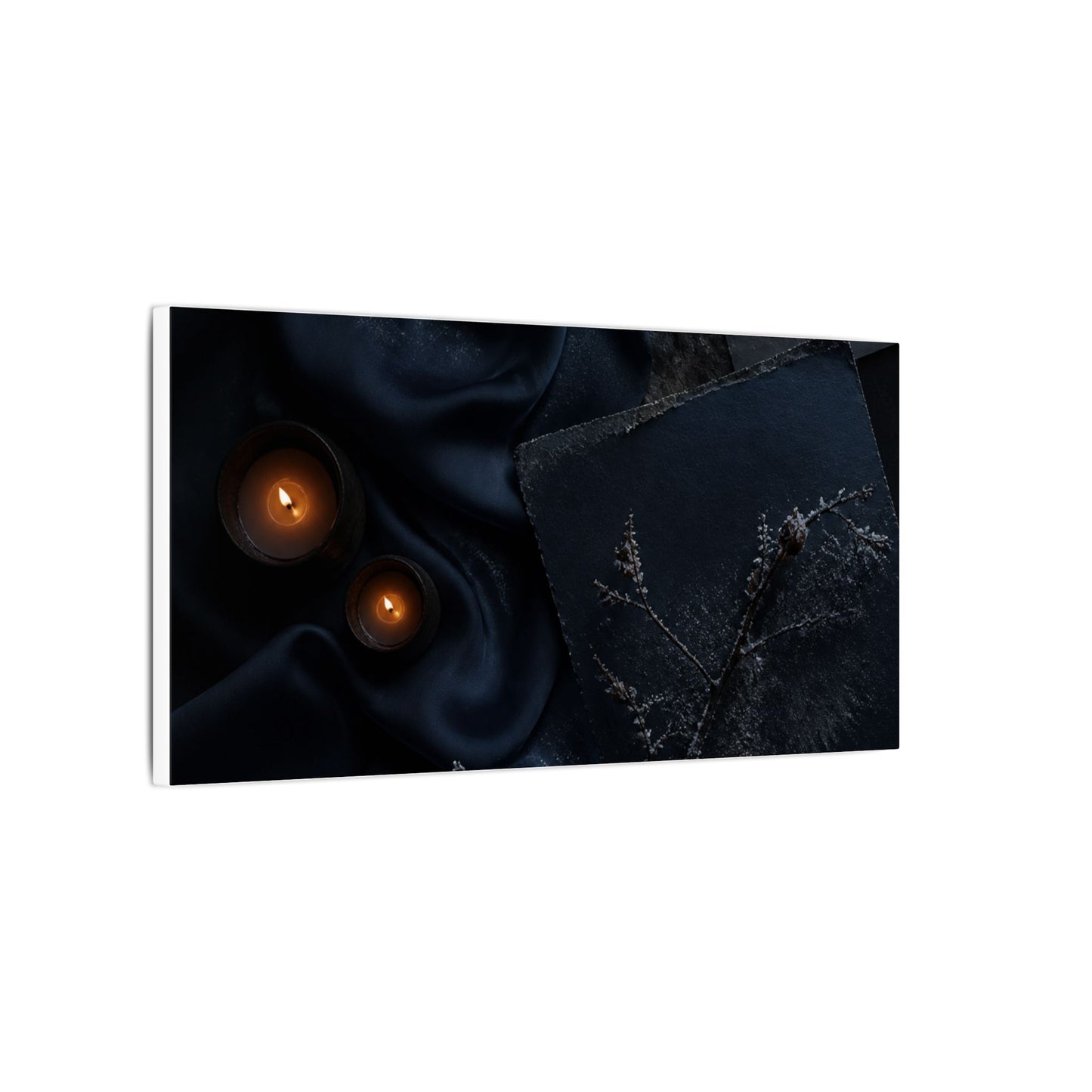 Candlelight Silk Drape Canvas Art - Dark Japandi Kanso