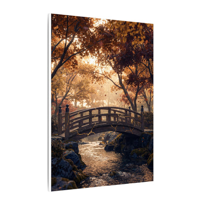 Autumn Wooden Bridge Gold Vein Canvas Art | Resilient Decor