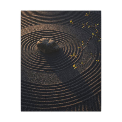 Rock Garden Shadow Zen Canvas Art | Bold Dark Japandi Art