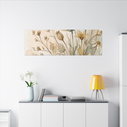 Summer Dried Flowers Watercolor Canvas Art | Elegant Decor