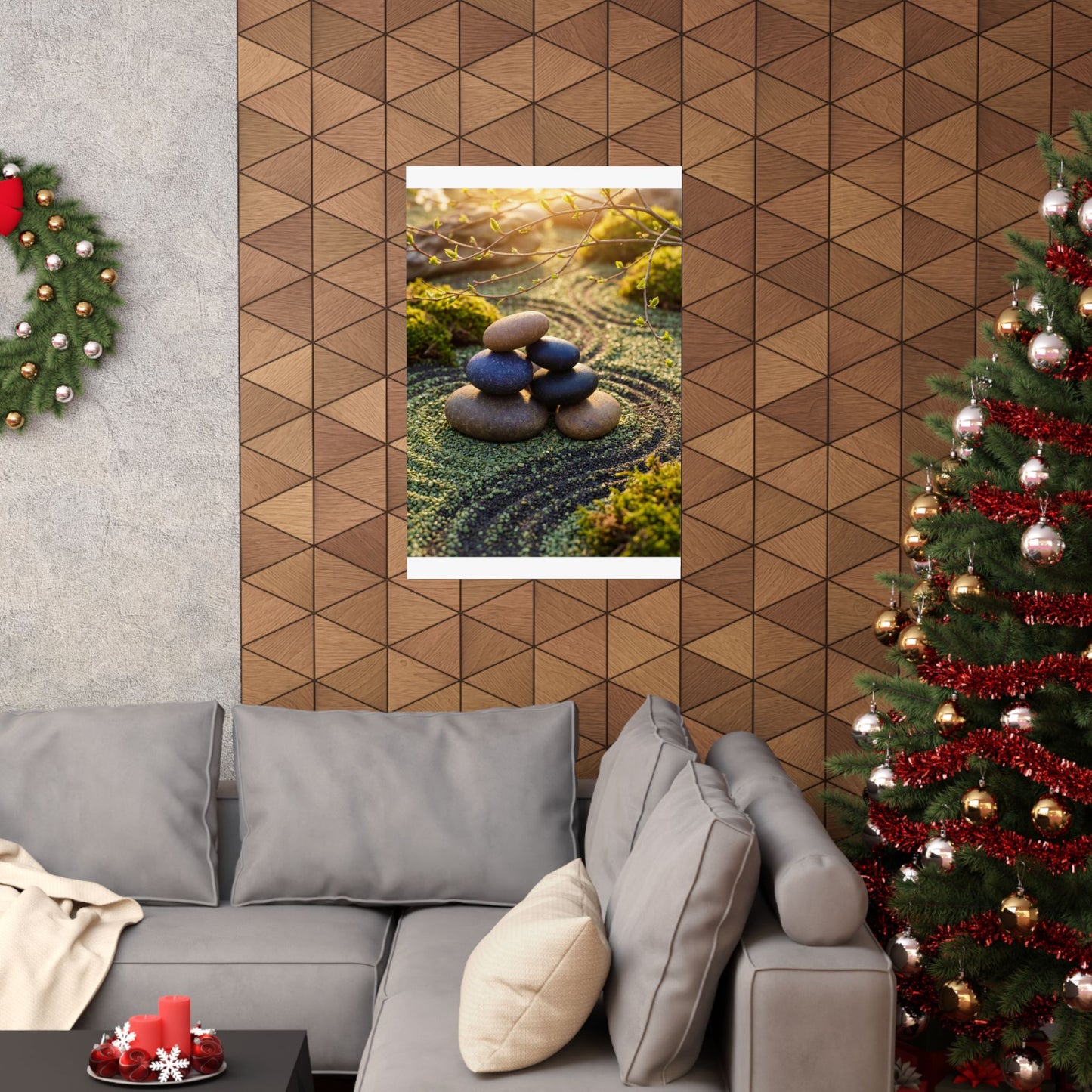 River Stones Spring Wall Art Print | Zen Contemplative Design