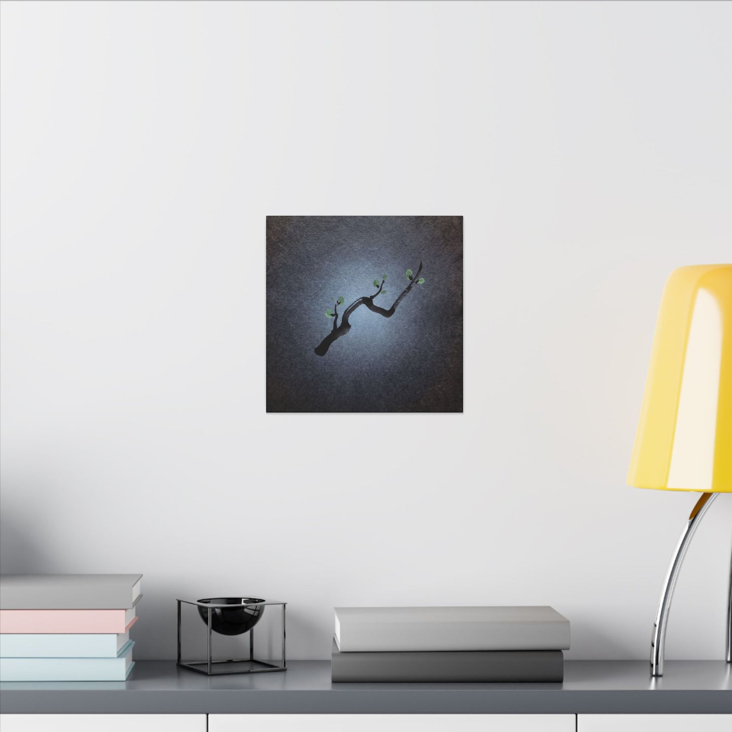 Ink Brushstroke Canvas Art | Spring Dark Japandi Moody Minimal Art